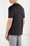 Men's cotton T-shirt, black, classic, with a slight sheen Cesare di Napoli - 100% cotton. Country of manufacture: Italy. Care: specialized cleaning - photo 4