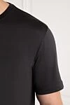 Cesare di Napoli Men's cotton T-shirt, black, classic, with a slight sheen - 100% cotton. Country of manufacture: Italy. Care: specialized cleaning - photo 5
