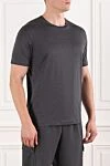 Cesare di Napoli Men's cotton T-shirt in a gray melange with a slight sheen - 100% cotton. Country of manufacture: Italy. Care: specialized cleaning - photo 3