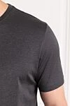 Cesare di Napoli Men's cotton T-shirt in a gray melange with a slight sheen - 100% cotton. Country of manufacture: Italy. Care: specialized cleaning - photo 5