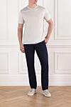 Men's basic cotton T-shirt, light gray with a slight sheen Cesare di Napoli - 100% cotton. Country of manufacture: Italy. Care: specialized cleaning - photo 2