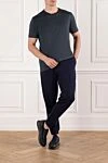 Men's plain cotton T-shirt in anthracite with a satin effect Cesare di Napoli - 100% cotton. Country of manufacture: Italy. Care: specialized cleaning - photo 2