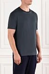Cesare di Napoli Men's plain cotton T-shirt in anthracite with a satin effect - 100% cotton. Country of manufacture: Italy. Care: specialized cleaning - photo 3