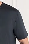 Cesare di Napoli Men's plain cotton T-shirt in anthracite with a satin effect - 100% cotton. Country of manufacture: Italy. Care: specialized cleaning - photo 5