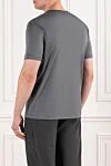A solid-color cotton T-shirt in a deep gray shade with a slight sheen. Cesare di Napoli - 100% cotton. Country of manufacture: Italy. Care: specialized cleaning - photo 4