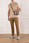 Men's cotton T-shirt in a sand tone with a soft sheen Cesare di Napoli - 100% cotton. Country of manufacture: Italy. Care: specialized cleaning - photo 2