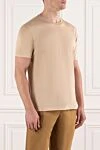 Cesare di Napoli Men's cotton T-shirt in a sand tone with a soft sheen - 100% cotton. Country of manufacture: Italy. Care: specialized cleaning - photo 3