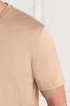 Cesare di Napoli Men's cotton T-shirt in a sand tone with a soft sheen - 100% cotton. Country of manufacture: Italy. Care: specialized cleaning - photo 5