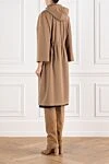 Пальто бежеве вільного крою з вовни з капюшоном та поясом Heresis - капюшон. 100% вовна. дві бічні кишені. Країна виробник: Італія. Догляд: спеціалізоване чищення - фото 4