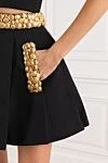 Black wool skirt suit with gold trim Balmain - Decoration: gold buttons. 100% wool. two side pockets. Country of manufacture: Italy. Care: specialized cleaning - photo 6