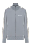 Palm Angels Gray sports jacket with a zipper and white stripes on the sleeves - Decoration: brand logo. Material: 100% polyester. Fastener: zipper. Country of manufacture: Italy. Care: specialized cleaning - photo 1