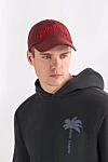 Maroon cotton baseball cap with relief embroidery Palm Angels - Decoration: brand logo. Material: 100% cotton. Country of manufacture: Italy. Care: specialized cleaning - photo 2