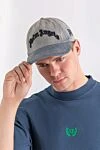 Light blue denim baseball cap with voluminous black embroidery Palm Angels - Decoration: brand logo. Material: 100% cotton. Country of manufacture: Italy. Care: specialized cleaning - photo 2
