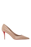 Christian Louboutin Лодочки телесного цвета из кожи на каблуке средней высоты - красная подошва. Состав : 100% натуральная кожа. Страна производитель: Франция. Уход: специализированная чистка - фото 1