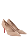 Лодочки телесного цвета из кожи на каблуке средней высоты Christian Louboutin - красная подошва. Состав : 100% натуральная кожа. Страна производитель: Франция. Уход: специализированная чистка - фото 2