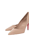 Лодочки телесного цвета из кожи на каблуке средней высоты Christian Louboutin - красная подошва. Состав : 100% натуральная кожа. Страна производитель: Франция. Уход: специализированная чистка - фото 4