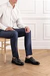 Шкіряні дербі чорні з перфорованим миском Doucal`s - перфорація. 100% натуральна шкіра. шнурівка. гума. Країна виробник: Італія. Догляд: спеціалізоване чищення - фото 2