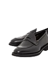 Doucal`s Classic style black textured leather loafers - Decoration: instep strap. Material: 100% genuine leather. Country of manufacture: Italy. Care: specialized cleaning - photo 5