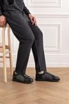 Leather and textile sneakers with a ribbed sole Doucal`s - Decoration: grooved sole. 70% genuine leather, 30% textile. lace-up. Country of manufacture: Italy. Care: specialized cleaning - photo 2
