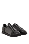 Doucal`s Leather and textile sneakers with a ribbed sole - Decoration: grooved sole. 70% genuine leather, 30% textile. lace-up. Country of manufacture: Italy. Care: specialized cleaning - photo 3