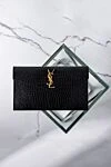 Uptown Small Envelope Clutch in Embossed Black Leather Saint Laurent - Decoration: brand logo. Material: 100% genuine leather. Size: 27 x 16 x 2 cm. magnetic clasp. Country of manufacture: Italy. Care: specialized cleaning - photo 6
