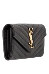 Великий гаманець Cassandre зі шкіри ягняти з клапаном чорний Saint Laurent - логотип бренду. натуральна шкіра. Застібок: клапан. Країна виробник: Італія. Догляд: спеціалізоване чищення - фото 2