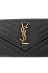 Великий гаманець Cassandre зі шкіри ягняти з клапаном чорний Saint Laurent - логотип бренду. натуральна шкіра. Застібок: клапан. Країна виробник: Італія. Догляд: спеціалізоване чищення - фото 4