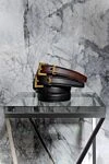 Тонкий ремінь Cassandra з квадратною пряжкою з бордової шкіри Saint Laurent - логотип бренду. натуральна шкіра. пряжка. Країна виробник: Італія. Догляд: спеціалізоване чищення - фото 4