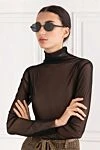 Sunglasses with round metal frames and nylon lenses. Saint Laurent - Decoration: brand logo. Material: plastic. gray. Country of manufacture: Italy. Care: specialized cleaning - photo 2