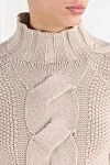 Panicale Beige wool, silk and cashmere jumper with a voluminous cable knit - Decoration: voluminous braid. 70% wool, 20% silk, 10% cashmere. Country of manufacture: Italy. Care: specialized cleaning - photo 5