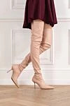Beige thigh-high boots Le Silla - 100% genuine leather. Country of manufacture: Italy. Care: specialized cleaning - photo 2