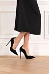 Ivy black suede and calfskin shoes Le Silla - Decoration: embellished heel. Material: 100% genuine suede. Heel height: 120 mm. Country of manufacture: Italy. Care: specialized cleaning - photo 2
