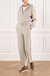 Lightweight beige hemp and cashmere tracksuit with a hood Loro Piana - 50% hemp, 46% cashmere, 4% cotton. Additional: hood. zipper. Country of manufacture: Italy. Care: specialized cleaning - photo 2