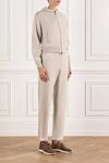 Loro Piana Lightweight beige hemp and cashmere tracksuit with a hood - 50% hemp, 46% cashmere, 4% cotton. Additional: hood. zipper. Country of manufacture: Italy. Care: specialized cleaning - photo 3