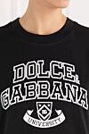 Dolce & Gabbana Black cotton T-shirt with the University logo and crest - Decoration: brand logo. Material: 100% cotton. Country of manufacture: Italy. Care: specialized cleaning - photo 5