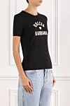 Dolce & Gabbana Women's black T-shirt with lettering and a heart symbol - Decoration: brand logo. Material: 100% cotton. Country of manufacture: Italy. Care: specialized cleaning - photo 3