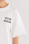 Dolce & Gabbana White cotton T-shirt with a black logo on the chest - Decoration: brand logo. Material: 100% cotton. Country of manufacture: Italy. Care: specialized cleaning - photo 5