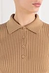 Dolce & Gabbana Beige women's ribbed wool polo shirt - Decoration: ribbed. 50% wool, 40% polyamide, 10% elastane. buttons. Country of manufacture: Italy. Care: specialized cleaning - photo 5
