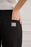 Dolce & Gabbana Black flared cotton gabardine trousers with logo patch - Decoration: logo patch. Material: 100% cotton. zipper, button. two side, two back. Country of manufacture: Italy. Care: specialized cleaning - photo 5