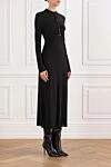Alaia Платье миди из вискозы с драпировкой на груди черное - драпировка. 96% вискоза, 4% эластан. пуговицы. Страна производитель: Франция. Уход: специализированная чистка - фото 3