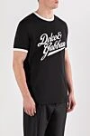 Dolce & Gabbana Черная футболка хлопковая с крупным белым принтом - белый кант, логотип. 100% хлопок. Страна производитель: Италия. Уход: специализированная чистка - фото 3