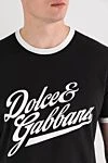 Dolce & Gabbana Черная футболка хлопковая с крупным белым принтом - белый кант, логотип. 100% хлопок. Страна производитель: Италия. Уход: специализированная чистка - фото 5