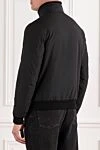 Men's black jacket with soft fur trim Lenoci - Decoration: fur trim. Material: 100% polyester. two side pockets. zipper. Country of manufacture: Italy. Care: specialized cleaning - photo 4