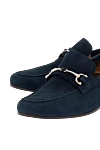 Blue suede loafers with a polished silver buckle Andrea Ventura - Decoration: silver buckle. Material: 100% suede. Country of manufacture: Italy. Care: specialized cleaning - photo 4