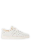 Santoni Women's white Double Buckle sneakers in tumbled leather with fur - Decoration: brand logo. Material: 100% genuine leather, 100% genuine fur. Closure: lace-up. Country of manufacture: Italy. Care: specialized cleaning - photo 1