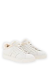 Women's white Double Buckle sneakers in tumbled leather with fur Santoni - Decoration: brand logo. Material: 100% genuine leather, 100% genuine fur. Closure: lace-up. Country of manufacture: Italy. Care: specialized cleaning - photo 2