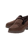 Brown suede loafers with fur lining Santoni - Decoration: sheepskin trim. 100% genuine suede. 100% genuine fur. rubber. Country of manufacture: Italy. Care: specialized cleaning - photo 4