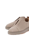 Santoni Чоловічі бежеві шкіряні кросівки-сліпони - контрастне окантування. 100% натуральна шкіра. гумова підошва для бігу. Країна виробник: Італія. Догляд: спеціалізоване чищення - фото 5