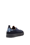 Мужские синие кроссовки без застежек из замши и кожи Santoni - 100% натуральная замша. шнуровка. Страна производитель: Италия. Уход: специализированная чистка - фото 4