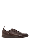 Santoni Повсякденні чоловічі коричневі шкіряні кросівки - 100% натуральна шкіра. шнурівка. Країна виробник: Італія. Догляд: спеціалізоване чищення - фото 1